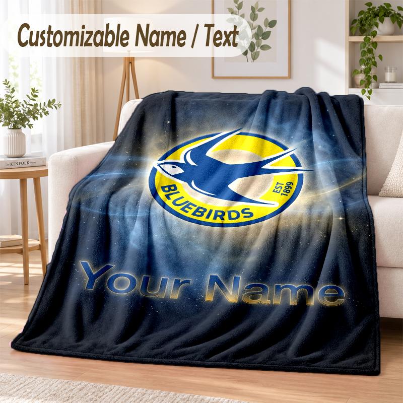 Custom Text Flannel Blanket Cardiff City Print Warm Cozy Blanket Home Sofa Bedding