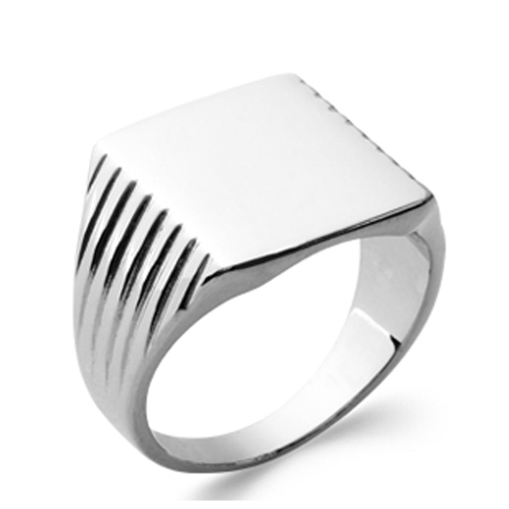 Silver Signet Ring 'Charles' Silver (rhodium) - 12x15 Mm