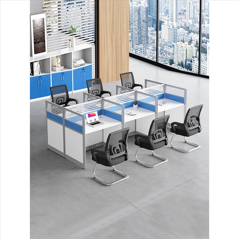 Two-Person Wooden Office Screen Desk