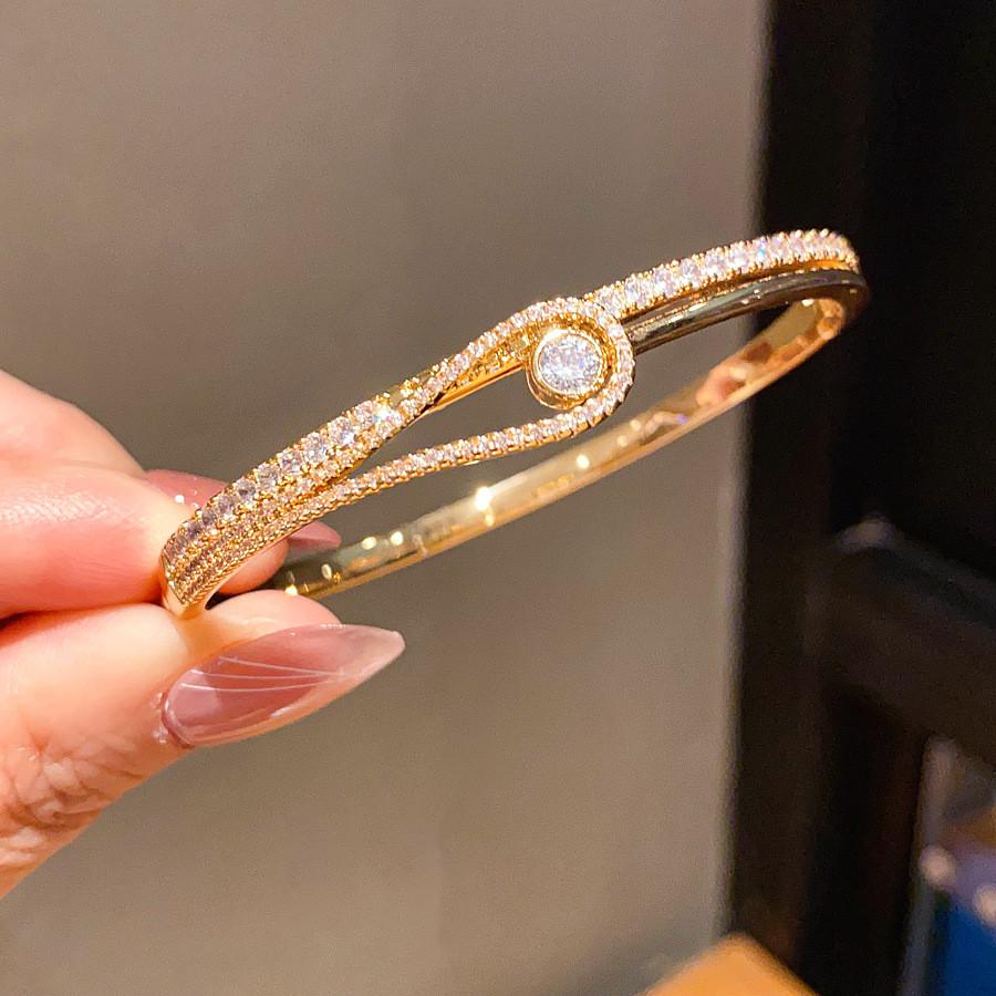 Минималистичный браслет-браслет с цирконом для женщин, ювелирное изделие с позолоченной медью