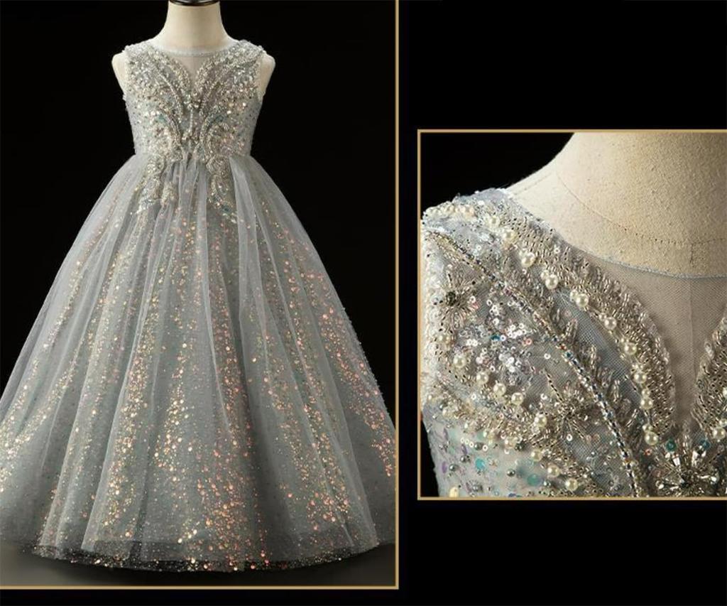 HOLRAFAN Формальное платье без рукавов с блестящей вышивкой в виде бабочек и цветов Идеально для принцессы для сцены и элегантных мероприятий Размеры Детский дизайн, Для девочек