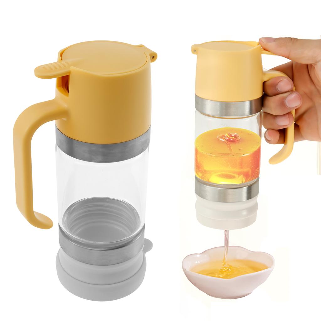 Стеклянный диспенсер для меда с ручкой, банка для масла без капель, графин для барбекю, кухни, выпечки, жарки, пикника, многофункциональный диспенсер для кленового сиропа