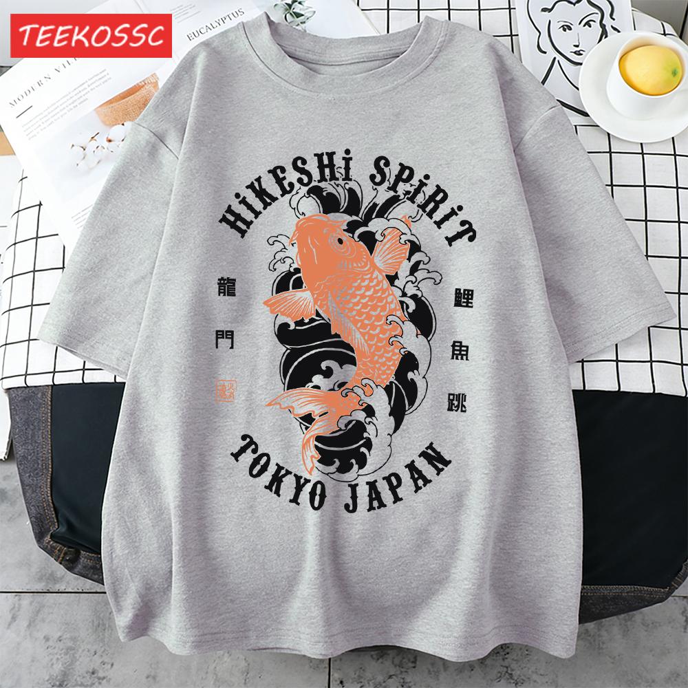 Футболки с принтом Hikeshi Spirit Токио Япония Для Мужчин Хлопок Круглый Вырез Футболка Спортивная Универсальная Верх Летний Мужской Новый Свободный Короткий Рукав