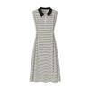 Женское платье-трапеция с воротником-поло и контрастной полосой