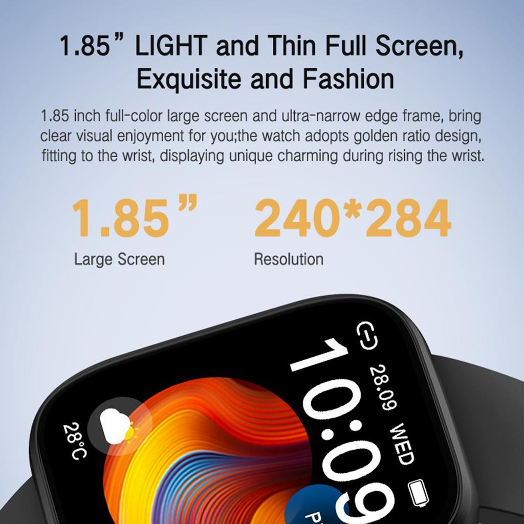 P114 Смарт-часы с 1,85-дюймовым экраном и поддержкой Bluetooth-звонков, мониторингом здоровья и стильным спортивным дизайном