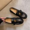 Sheepskin~ British Style Leather Loafers for Women, Camellia Pedal, Thick-soled Retro Lazy with Skirt, Small Leather Shoes