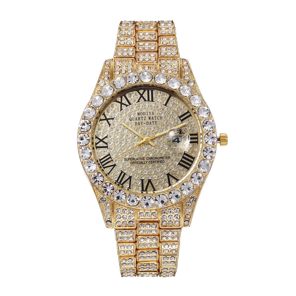 Watch Mens Casual With Rhinestone Calendar And Roman Scale Wristwatch Gifts