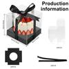 24/48Pcs Cupcake Gift Box Transparent Square Cake Box Container Party Pastry Dessert Baking Packaging Boxes With Ribbon