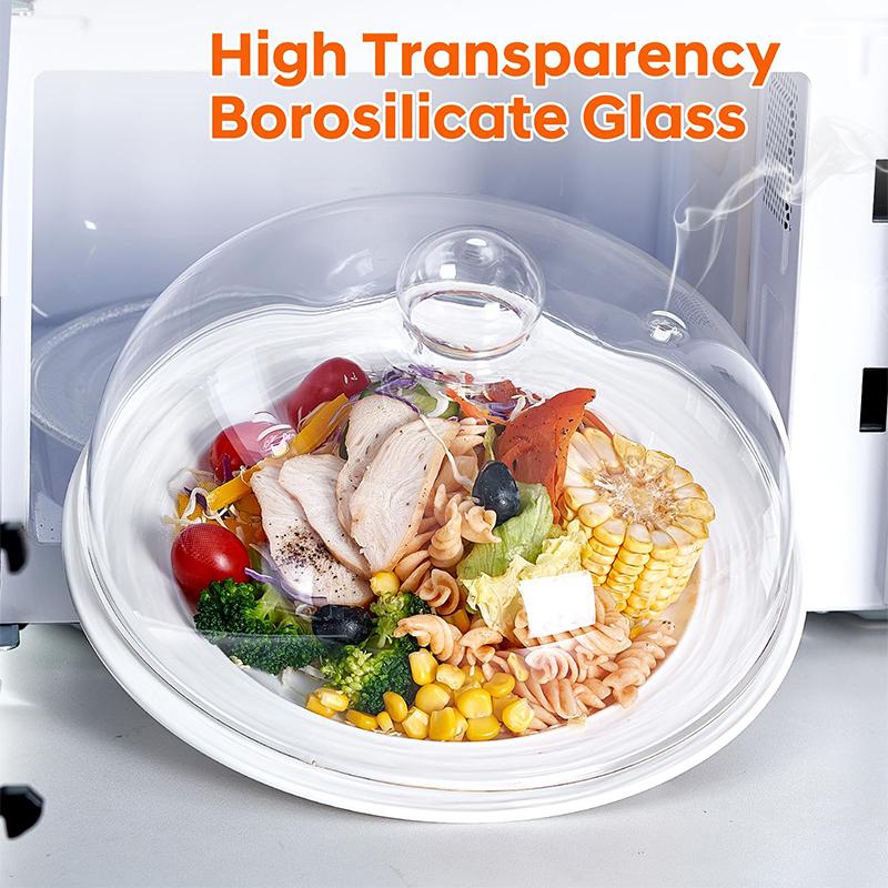 Крышка от брызг для микроволновой печи из боросиликатного стекла для продуктов, высокая, не содержащая БФА, нетоксичная, без пластика