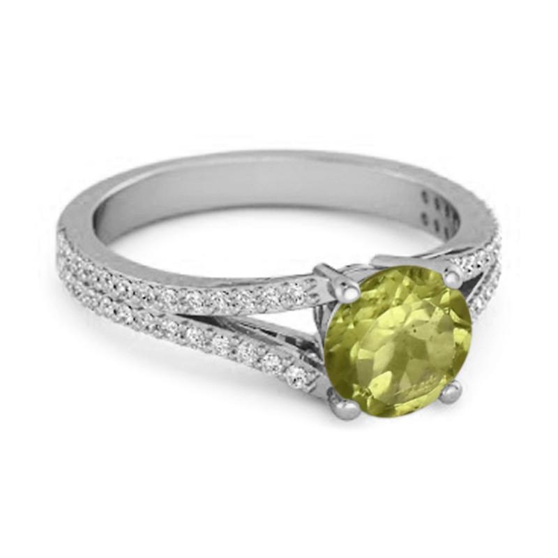 Peridot Split Pavé Band Ring - Sterling Silver