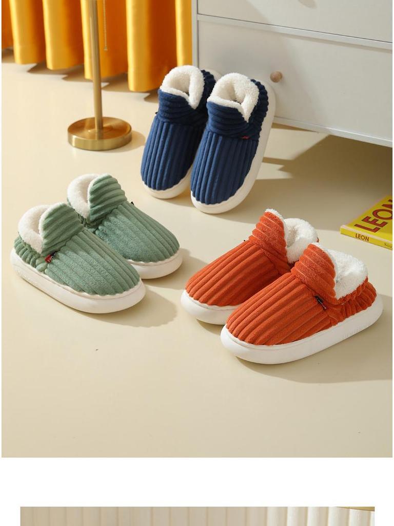 2025 New Men's & Women's Winter Cotton Slippers with Flat Thick Soles, Fur Lining, Versatile for Outdoor Wear