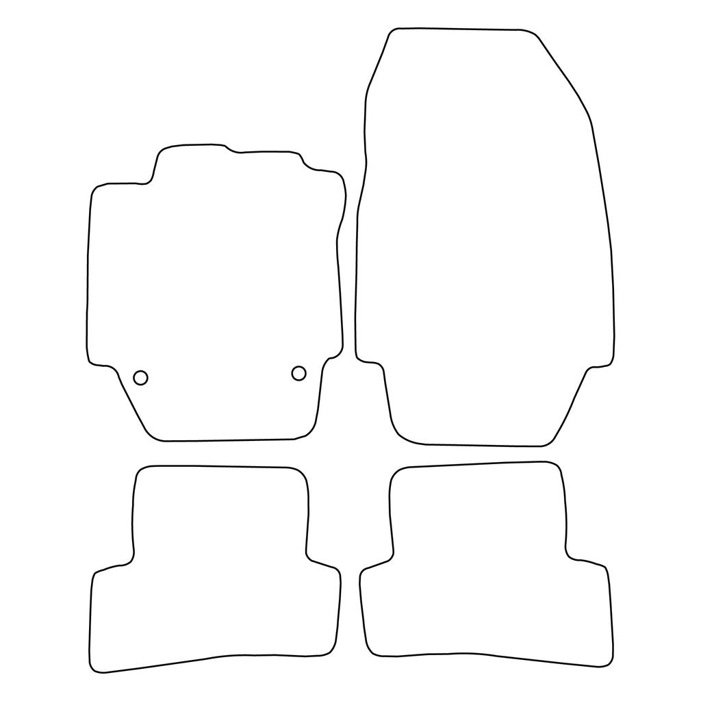 Velour Car Mat Set, Fits: Renault Captur I 2013-2019, Black Trim