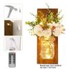 2 Pcs Glass Jar Wall Sconces Decor Rustic Wall Lamp with Remote Control LED Fairy Lights and White