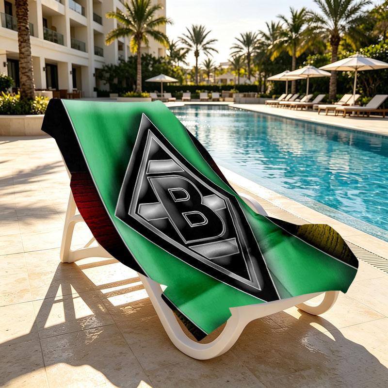 Borussia Monchengladbach Print Beach Towel Design, Soft, Lightweight. for Home Bathroom, Spa, Pool, Yoga, Surfing, Camping, Gift for Family, Friend