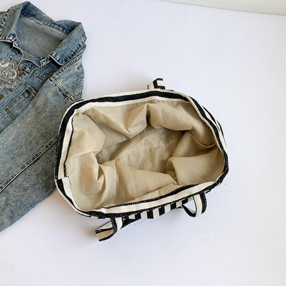 Shopping Bag Cloth Shoulder Bag Canvas Felt Handbag Versatile Stripe Underarm Bag Travel