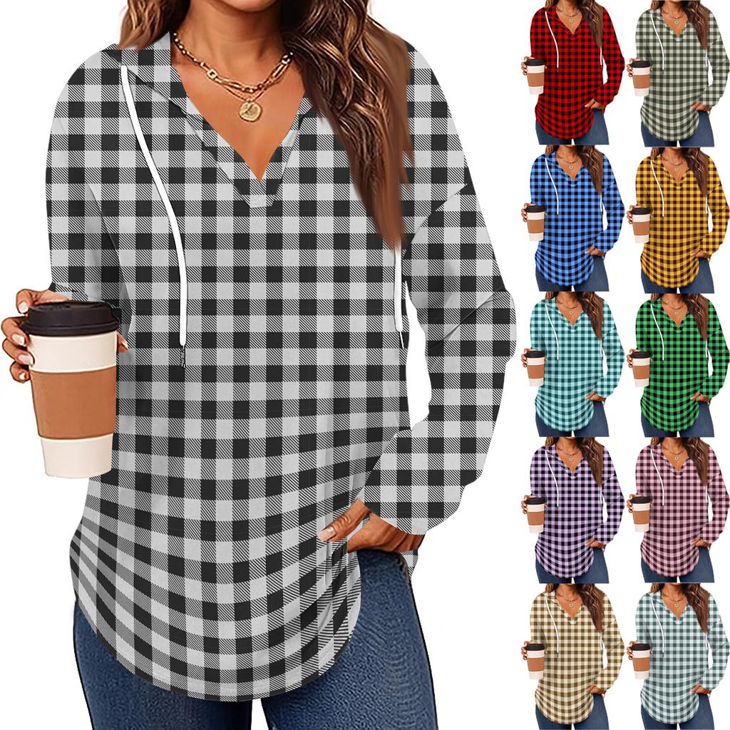 Женские модные толстовки с капюшоном V-образным вырезом с длинным рукавом и цветочным принтом на шнурке, повседневные свободные пуловеры