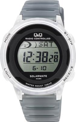 [Citizen Q&Q] Часы Q&Q Digital Radio Solar 10 ATM Водонепроницаемый уретановый ремень D01A-006VK мужские черные (Полупрозрачный)