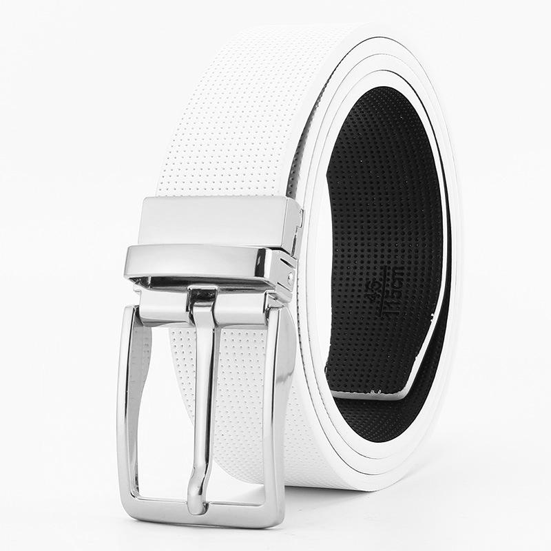 Ремень с пряжкой для мужчин Двусторонний из натуральной кожи Повседневный и модный ремень Вращающаяся пряжка