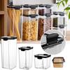 Квадратный прозрачный герметичный горшок. Коробка для хранения свежих продуктов. Кухонный резервуар для хранения зерна и прочего зерна. Резервуар для хранения и хранения закусок из сухофруктов.
