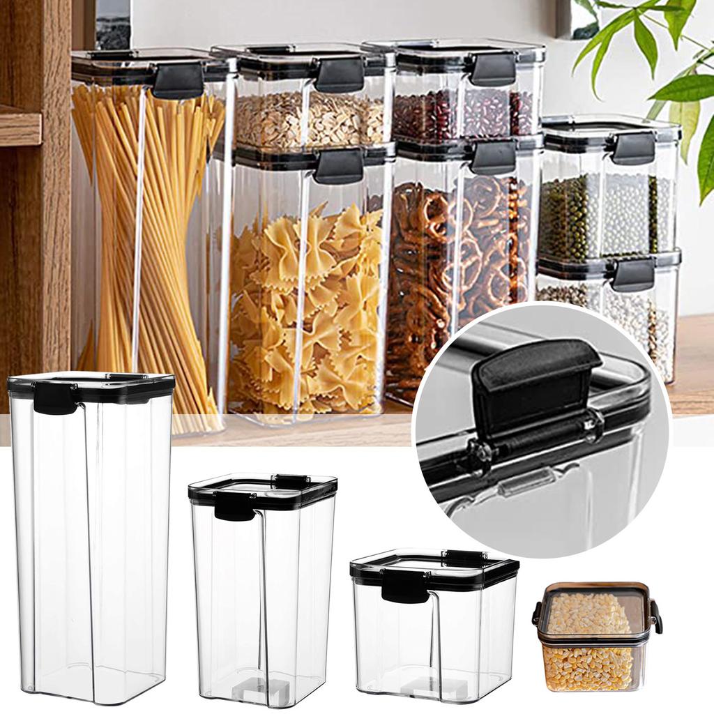 Квадратный прозрачный герметичный горшок. Коробка для хранения свежих продуктов. Кухонный резервуар для хранения зерна и прочего зерна. Резервуар для хранения и хранения закусок из сухофруктов.