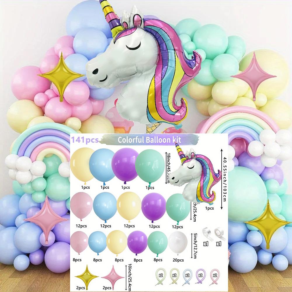 Набор цепочки из воздушных шаров Ткань-фон Единорог Оформление сцены Украшение из воздушных шаров для детской вечеринки по случаю дня рождения Воздушный шар
