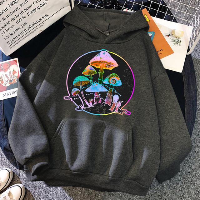 Garden of Shrooms красочный неоновый принт унисекс/женская хлопковая толстовка с капюшоном повседневный пуловер большого размера Популярная толстовка трендовая одежда унисекс