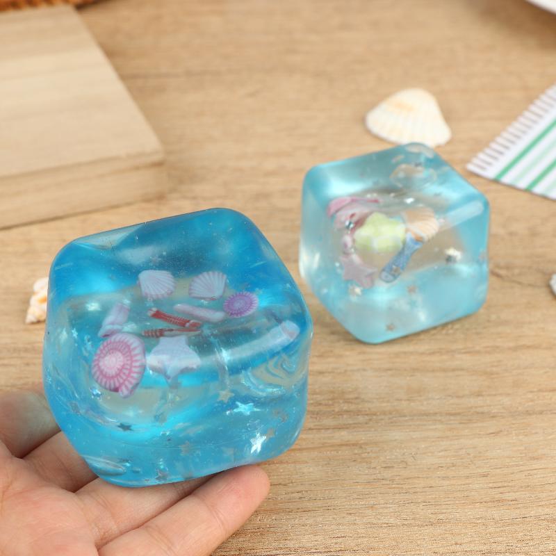 4.5/5.5Cm Ocean Style Embedded Shell Slow Rising Toy Mochi Stress Relief Square Ball Cute Fidget Toy For Adults Kids
