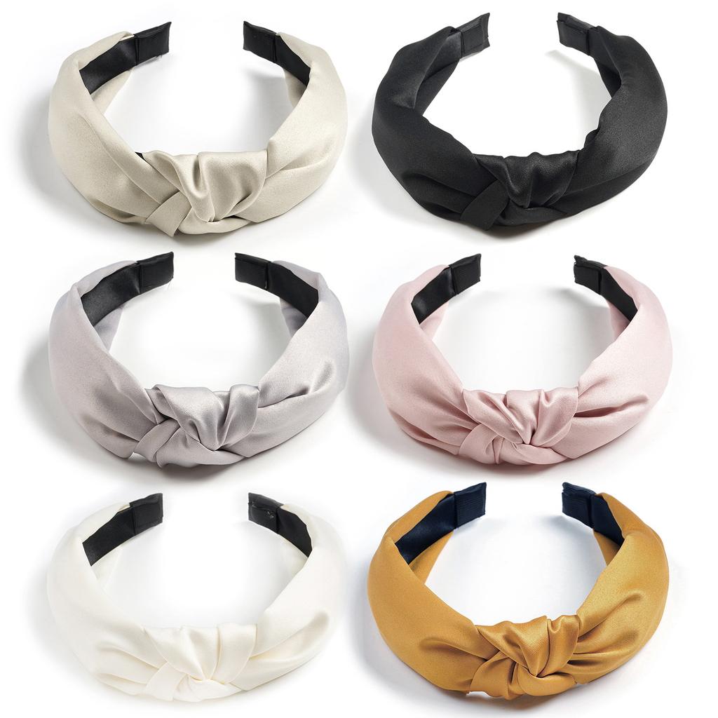 Popular Solid Color Satin Headband Simple Cross Knotted Headband Women'S Temperament Small Fresh Hair Accessories