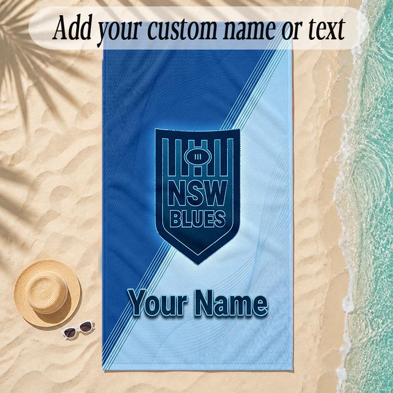 Beach TowelNSW Blues logo Custom Name Text Personalized Soft Towel for Beach Pool Indoor Home Decor Gift