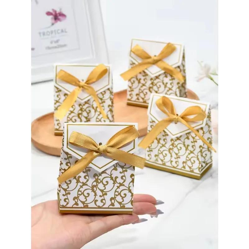 100 шт. Золотые Серебряные Бумажные Конфетные Коробки Подарочные Пакеты Свадебный Сувенир Упаковка Принадлежности для Детской Вечеринки по Случаю Дня Рождения Свадебные Конфеты Шоколадные Коробки