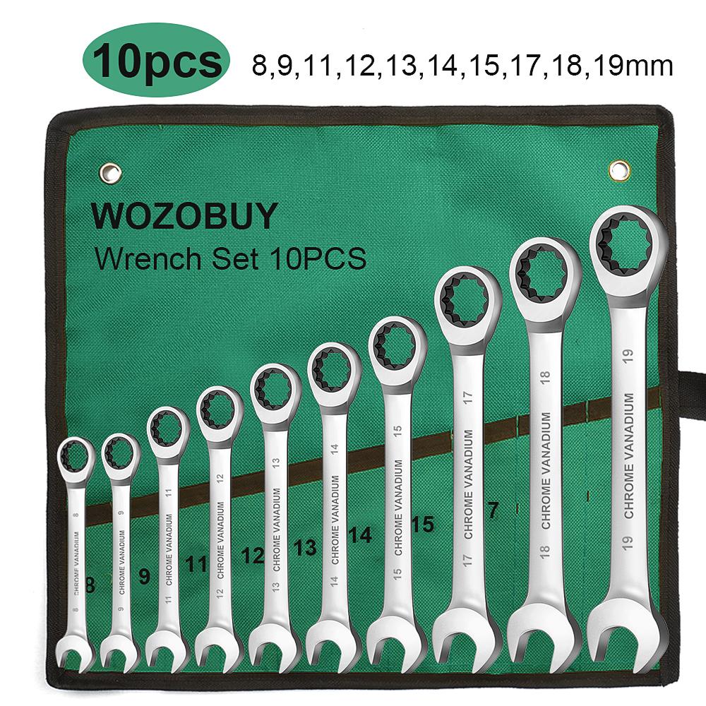 Key Ratchet Wrench Set 72 Tooth Gear Ring Torque Socket Wrench Set Metric Combination Ratchet Spanners Set Car Repair Tools