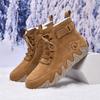 Women's High-top Plush Casual Sneakers Snow Boots Handmade Leather Shoes Ankle Boots Winter