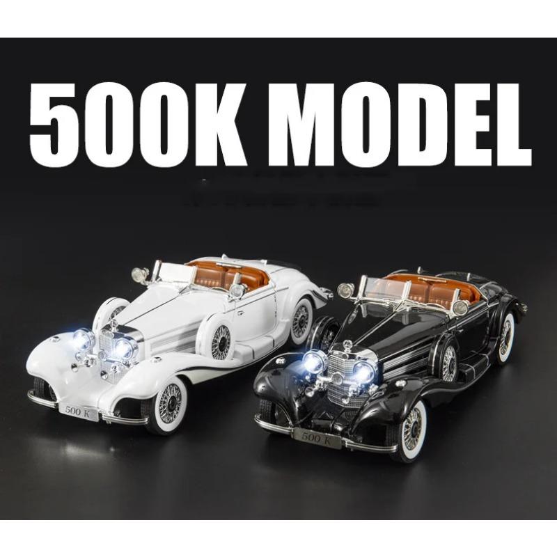 Масштаб 1/18 1936 Benzs 500K Alloy Classic Car Model Diecast Metal Retro Vehicles Car Model Simulation Sound and Light Children Toy Toy Gift