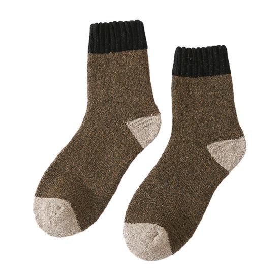 Мужские утолщенные шерстяные носки, цветные, зимние, рубчатые махровые носки, дышащие, теплые, повседневные носки средней длины для повседневных дел, тренировок, занятий спортом на открытом воздухе