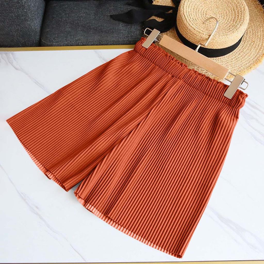 Повседневные брюки-четвертинки с высокой талией и оборками, прямые широкие брюки