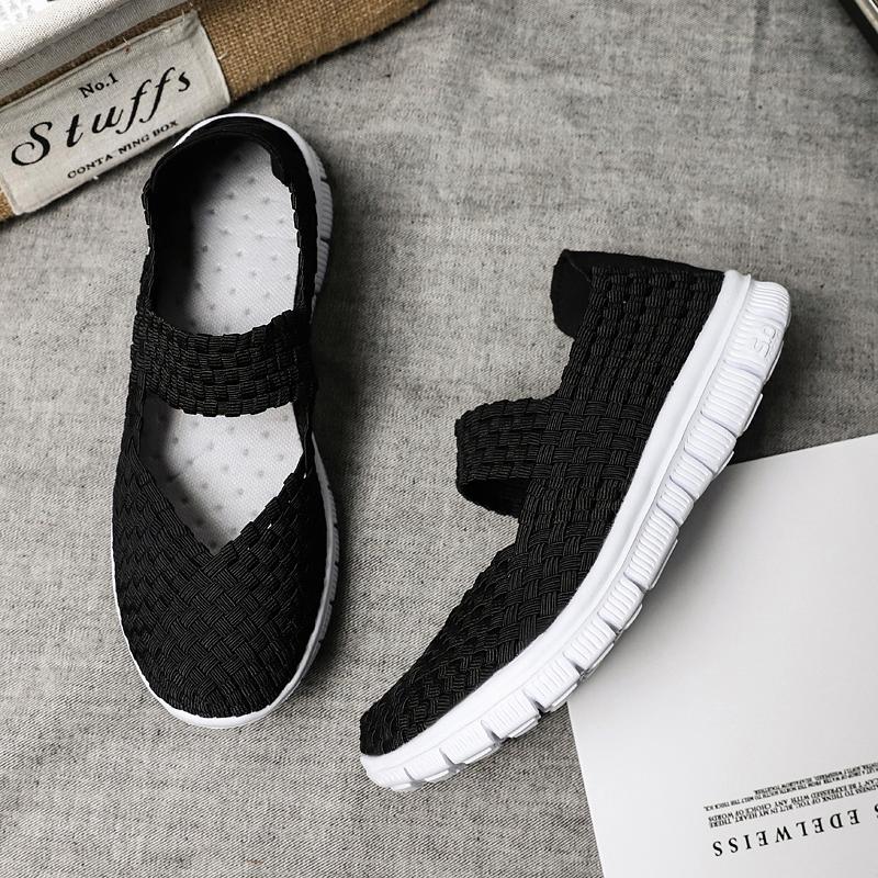 Летние женские модные дышащие повседневные кроссовки для бега, тканые радужные женские спортивные сандалии