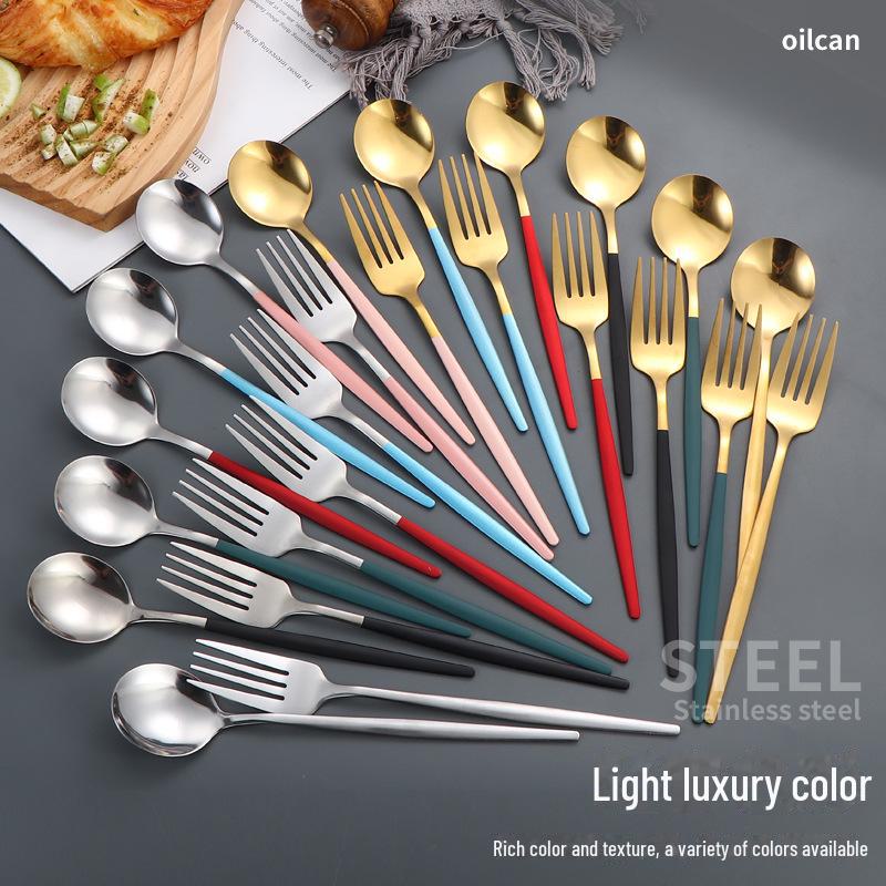 Набор ложек и вилок из португальской титановой позолоченной нержавеющей стали