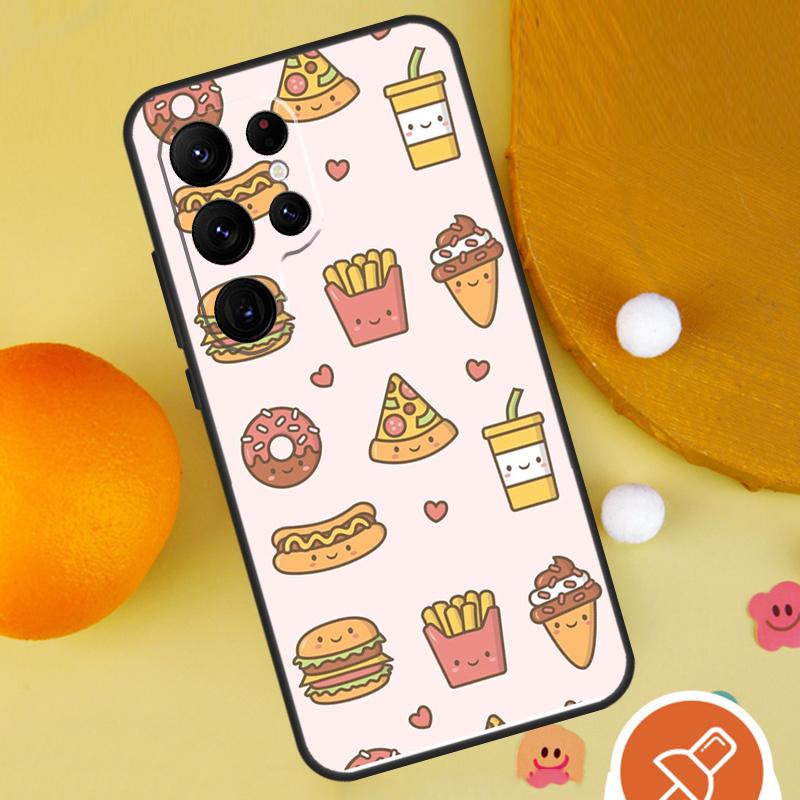 Чехол для телефона с рисунком Картофель фри, Бургер, Пицца для Samsung Galaxy S25 Ultra S24 S23 S22 S21 Ultra S9 S10 Plus S20 FE Funda Cover