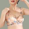 Женский бюстгальтер среднего возраста, бесшовный тонкий ледяной шелк, охлаждающий цветочный принт, беспроводной, не зацепляющийся, пуш-ап, бюстгальтер для повседневного ношения для мам