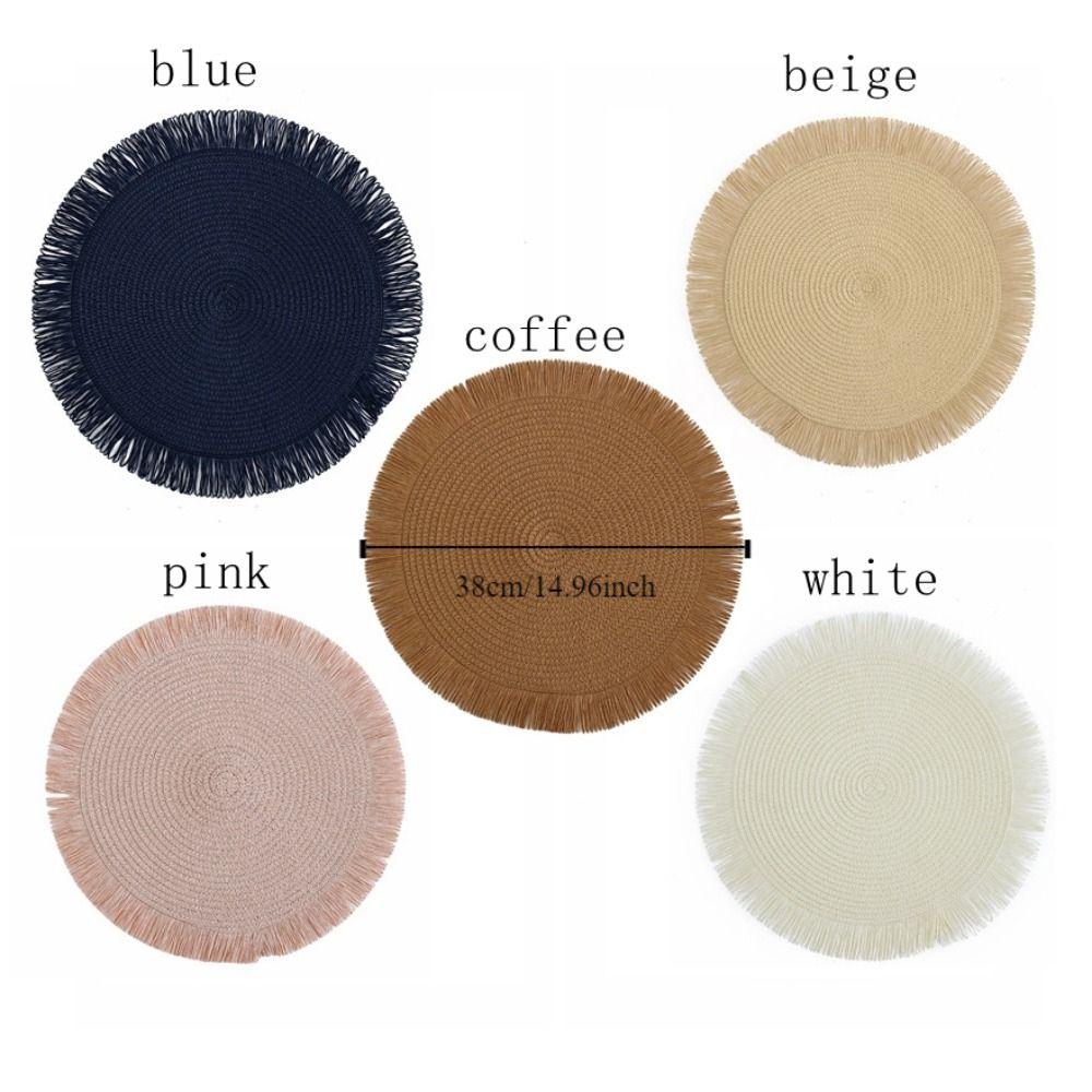 Round Heat Resistant Place Mat with Tassel Dining Table Mat Braided Placemat  Home