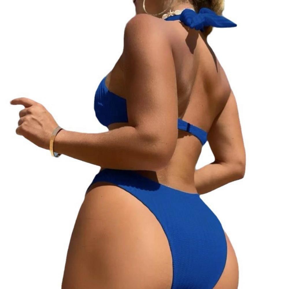 Solid Color Multi-color Sexy Bikini European and American Straps Split Swimsuit Set