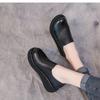 Middle Heel Wedge Deep Mouth Single Shoes Women's Autumn 2025 New Round Head Comfortable Thick Sole Waterproof Table Large Size Work Leather Shoes