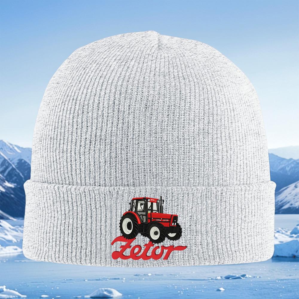 Red tractor black tires white wheels Men Women Unisex Knitted Hat Beanie Pullover Cap Winter Thermal Warm Christmas Outdoor Cycl