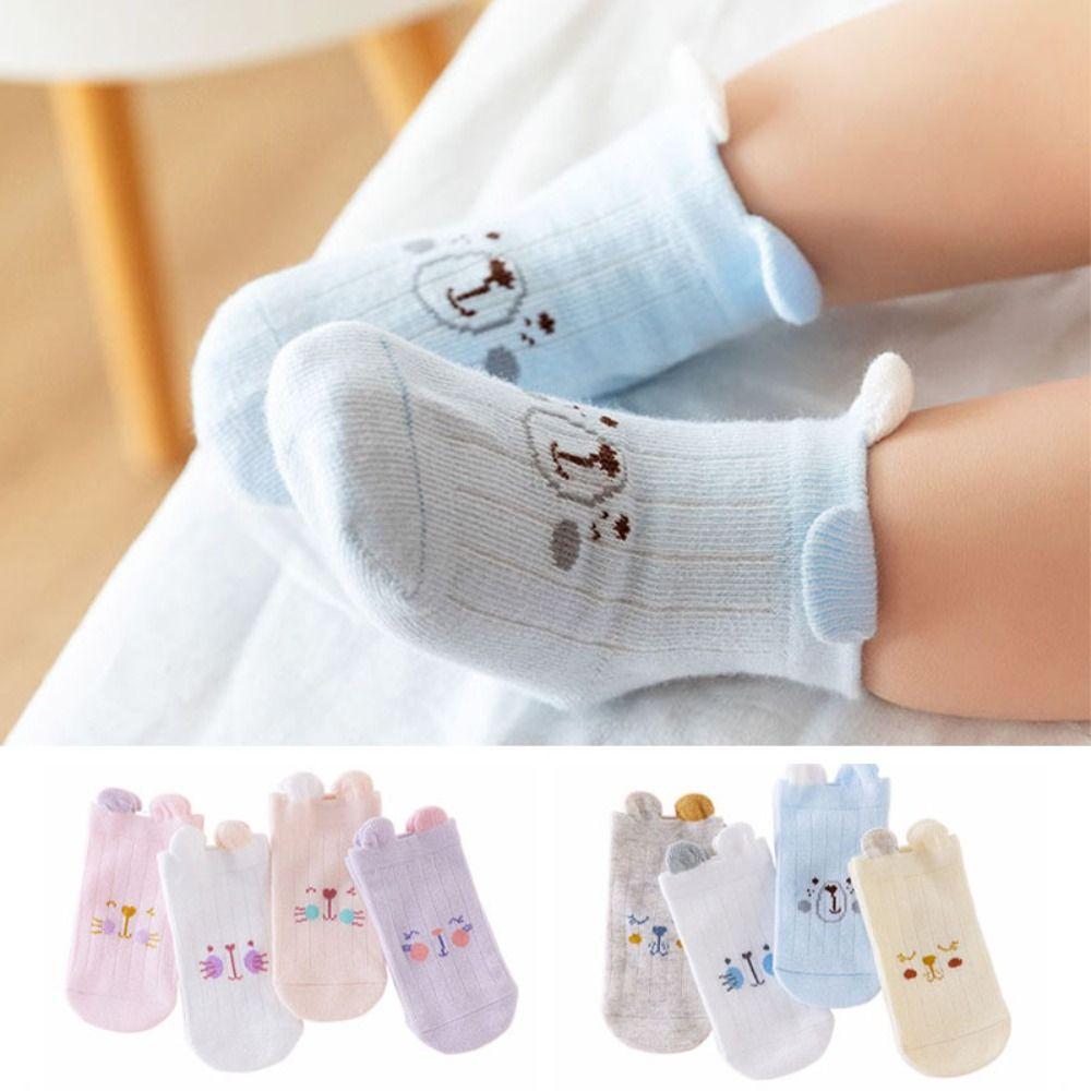8Pairs Breathable Toddle Short Tube Socks Cat Rabbit Children Cartoon Socks  Autumn