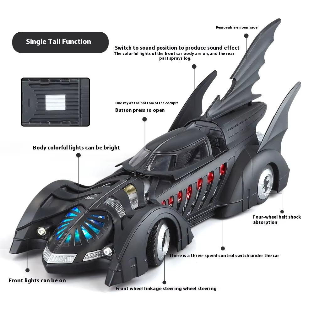 1/18 Scale Classic Movie Car Second Chariots Batmobile Alloy Concept Bat Sports Car Metal Metal Racing Car Model Sound Light Kids Toys