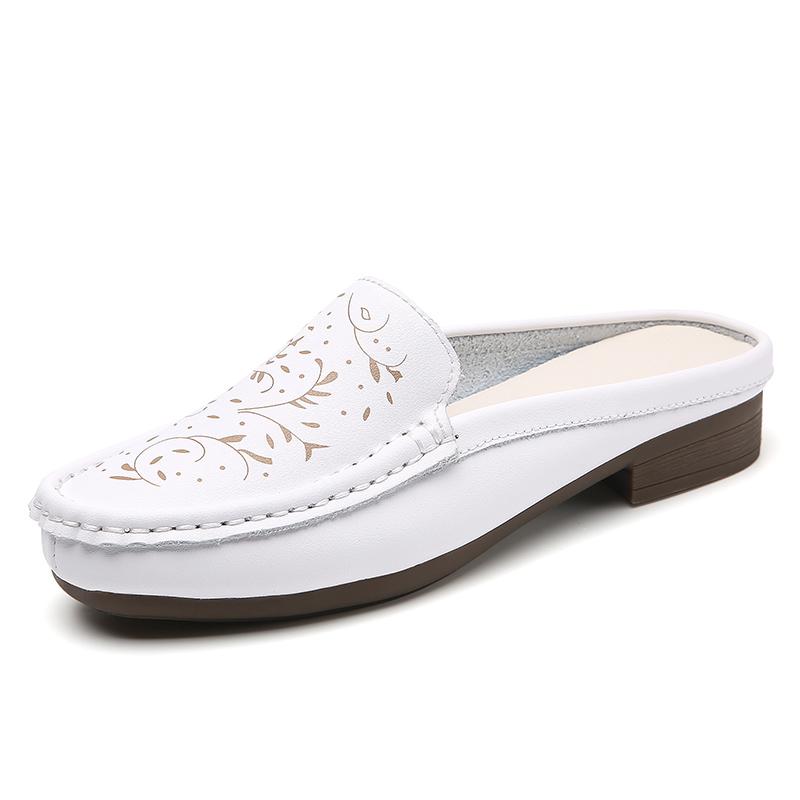 Women's Backless Sandals Summer Slip-on Flats Mule Shoes Closed Toe Slippers Lady Comfort Casual Travel Mule