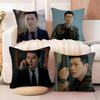 Hyun  bin Cushion Cover Soft Plush Fabric DoubleSided Printed Sofa Cushion Cover for All Seasons Home Decor Gift