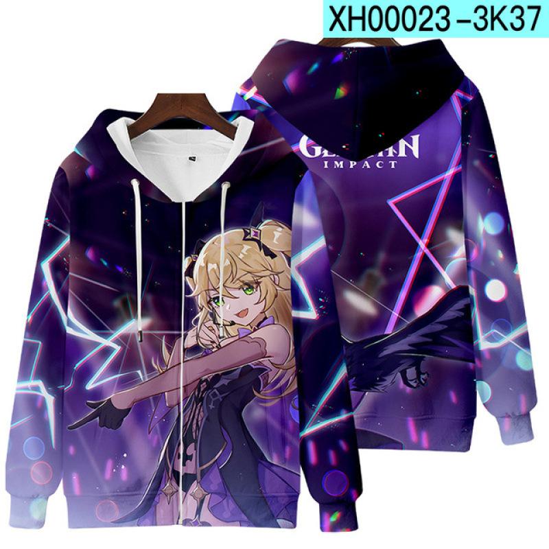 Genshin Impact Косплэй костюм Mona Kaeya Klee Diluc Venti Paimon Zhongli Keqing Ganyu унисекс 3D одежда на молнии с капюшоном