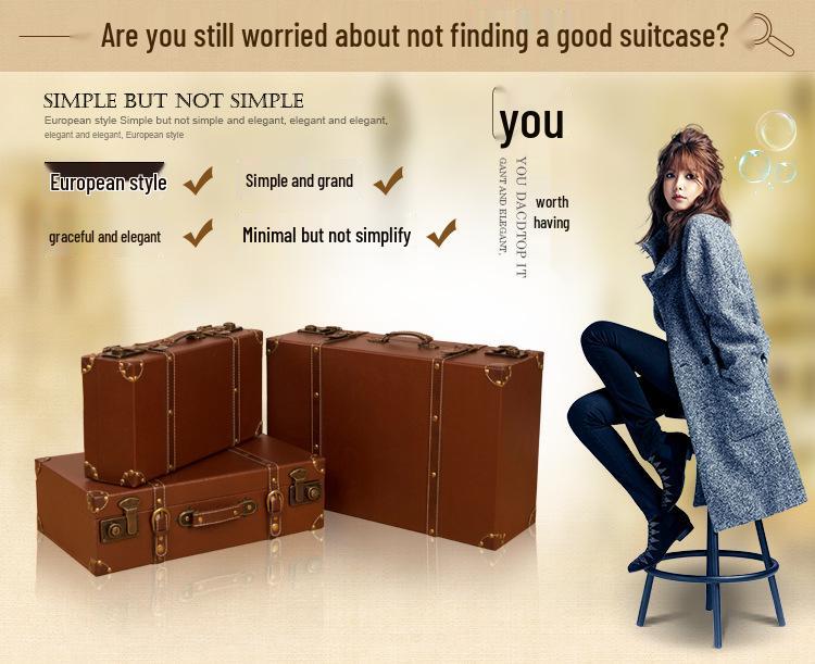 European Antique-Style Suitcase Set: Three-Piece Ornament Display & Storage Box for Home or Photography Props