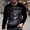 Мужские футболки, быстросохнущие топы, осенняя мода, уличные футболки с длинным рукавом, футболки с 3D-графикой, свободная мужская одежда